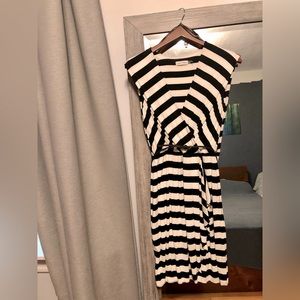 Calvin Klein Black and White Striped Dress